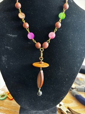 Mother of Pearl & Wood Necklace Add Pendant